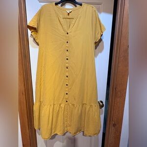Terra & Sky Mustard Maxi Dress With Cloth Belt